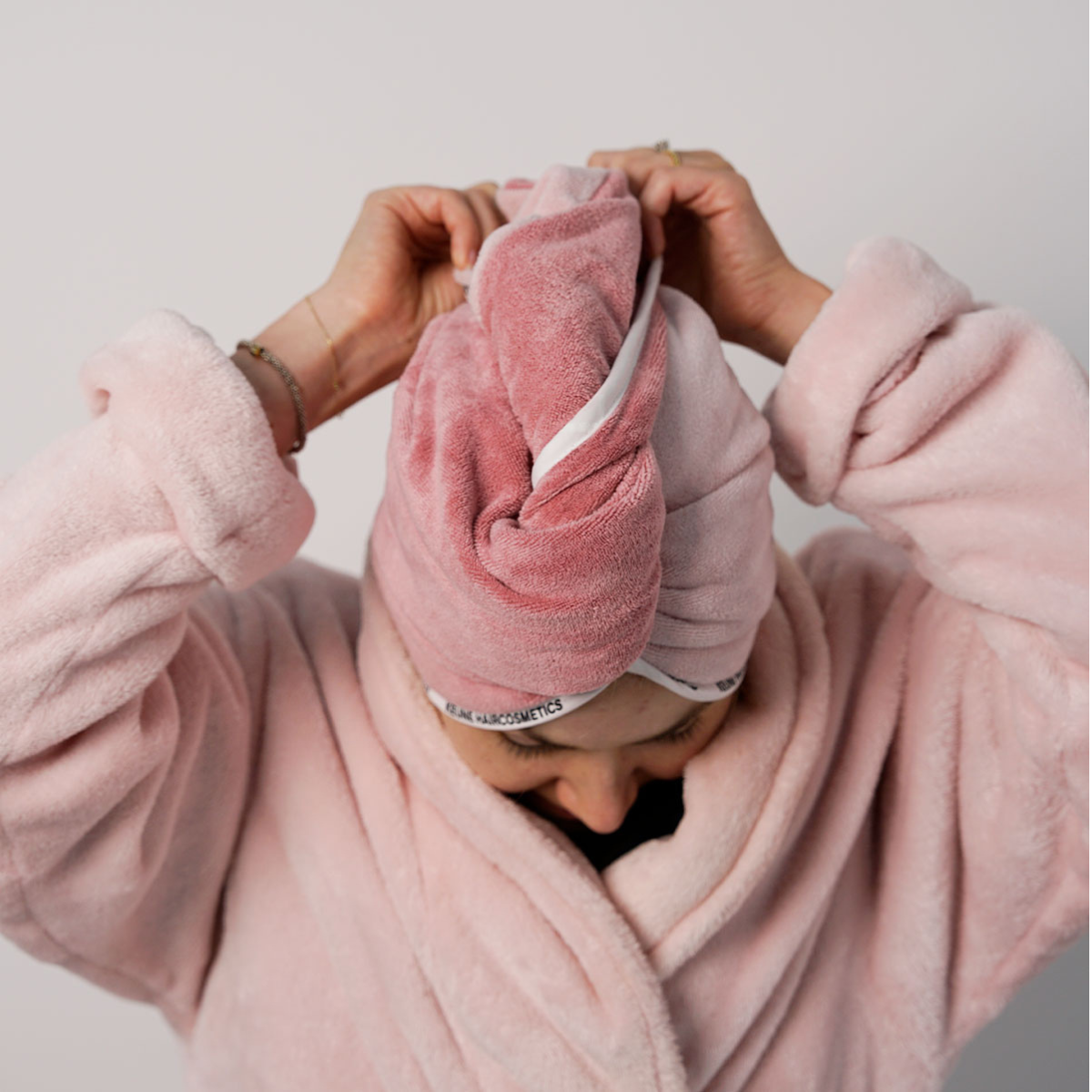 HAIR TOWEL WRAP - TWO-TONE ROSY POSY